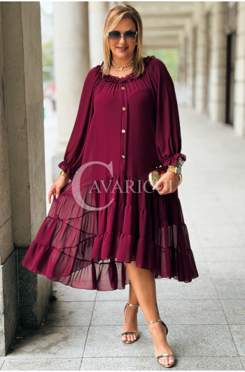 LIPPY Długa Sukienka Damska Plus Size Szyfon i Halka w Kolorze...