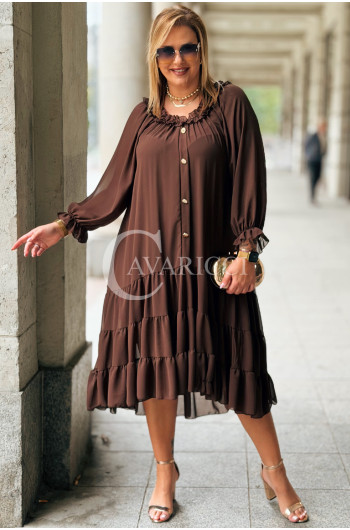LIPPY Długa Sukienka Damska Plus Size Szyfon i Halka w Kolorze...