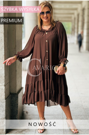 LIPPY Długa Sukienka Damska Plus Size Szyfon i Halka w Kolorze...