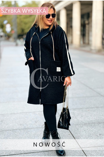 SARAH Płaszcz Damski Plus Size Boucle Zapinany Na Zamek w Kolorze...