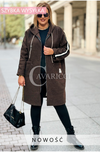 SARAH Płaszcz Damski Plus Size Boucle Zapinany Na Zamek w Kolorze...