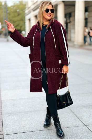 SARAH Płaszcz Damski Plus Size Boucle Zapinany Na Zamek w Kolorze...