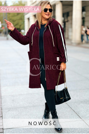 SARAH Płaszcz Damski Plus Size Boucle Zapinany Na Zamek w Kolorze...