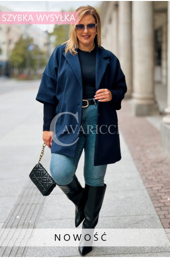 SCARLET Płaszcz Plus Size Z Guzikami Kieszeniami Podszewką i...