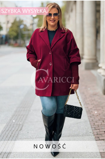 SCARLET Płaszcz Plus Size Z Guzikami Kieszeniami Podszewką i...