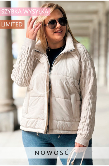 IRMINA Kurtka Pikowana Plus Size Ze Sweterkowymi Rękawami i...