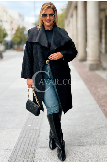 SNOWIE Płaszcz Plus Size Boucle Niezapinany Z Kieszeniami w...