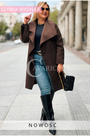 SNOWIE Płaszcz Plus Size Boucle Niezapinany Z Kieszeniami w...