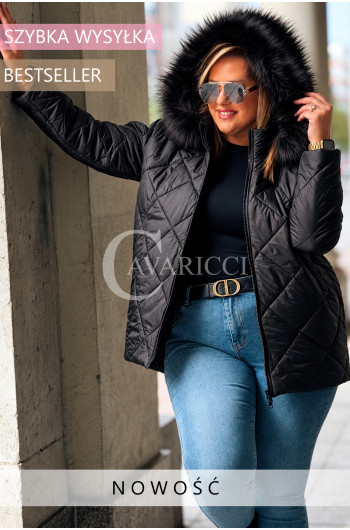CARMEN Kurtka Zimowa Plus Size Pikowana Z Kapturem i Odpinanym...