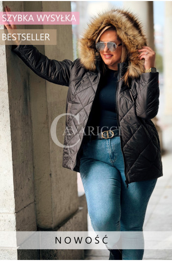CARMEN Kurtka Zimowa Plus Size Pikowana Z Kapturem i Odpinanym...