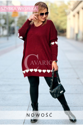 GESINE Damski Sweter Plus Size Z Dekoltem V i Serduszkami w...