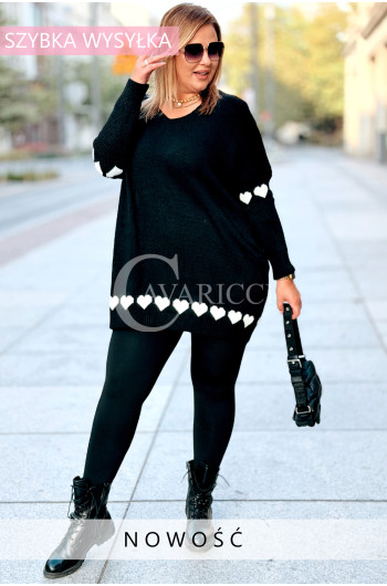 GESINE Damski Sweter Plus Size Z Dekoltem V i Serduszkami w...