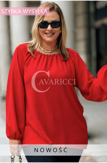 TABEA Damska Bluzka Plus Size Prosta Elegancka Z Koralikami w...