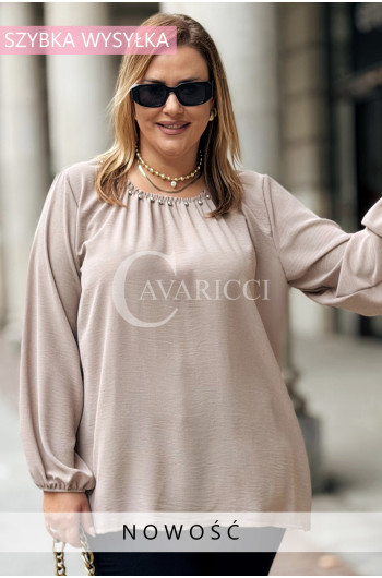 TABEA Damska Bluzka Plus Size Prosta Elegancka Z Koralikami w...