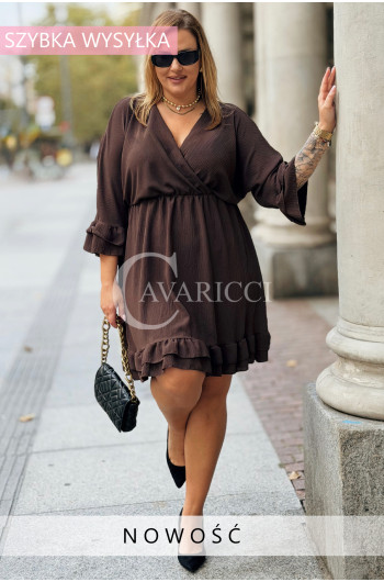 BELINDA Damska Sukienka Plus Size Z Falbankami i Kopertowym...