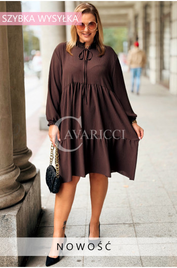 BERENIKE Sukienka Plus Size Wiązana Przy Szyi Luźny Krój w...