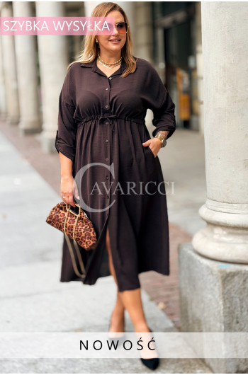 IWA Damska Sukienka Plus Size Wiązana W Talii Z Kieszeniami w...