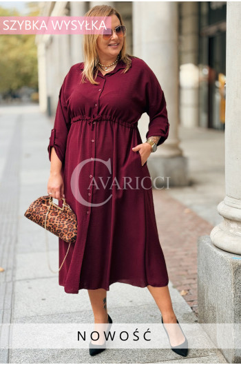 IWA Damska Sukienka Plus Size Wiązana W Talii Z Kieszeniami w...