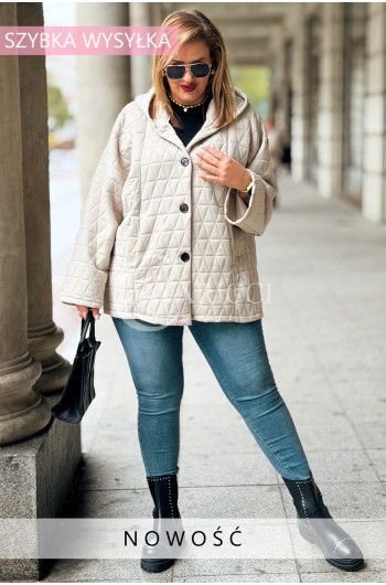 ANASTASSIA Kurtka Damska Plus Size Pikowana Z Kapturem i...