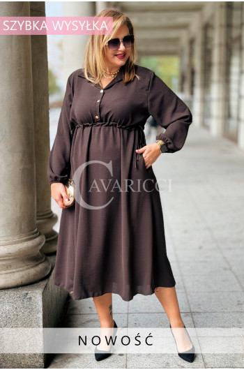 ESTELLE Elegancka Sukienka Maxi Plus Size Wiązana W Pasie Z...
