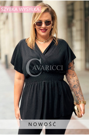 DOMINIQUE Elegancka Błyszcząca Bluzka Damska Plus Size z Krótkim...