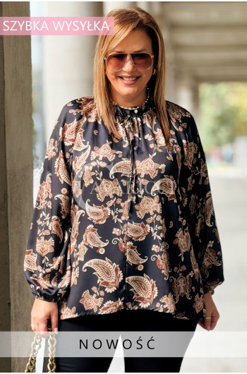 MIRANDA Elegancka Bluzka Plus Size z Wiązaniem przy Dekolcie...