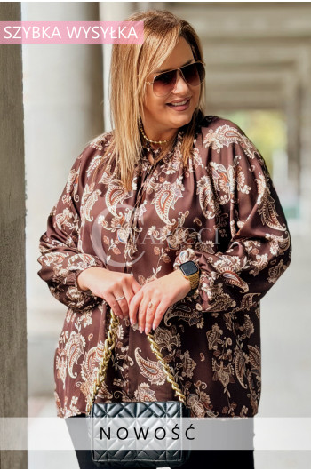 MIRANDA Elegancka Bluzka Plus Size z Wiązaniem przy Dekolcie...