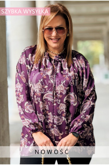 MIRANDA Elegancka Bluzka Plus Size z Wiązaniem przy Dekolcie...