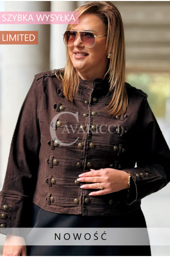 PENELOPE Kurtka Jeansowa Damska Plus Size w Stylu Militarnym...