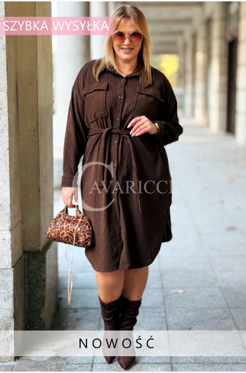 MARGAUX Elegancka Sukienka Koszulowa Plus Size z Kołnierzykiem i...