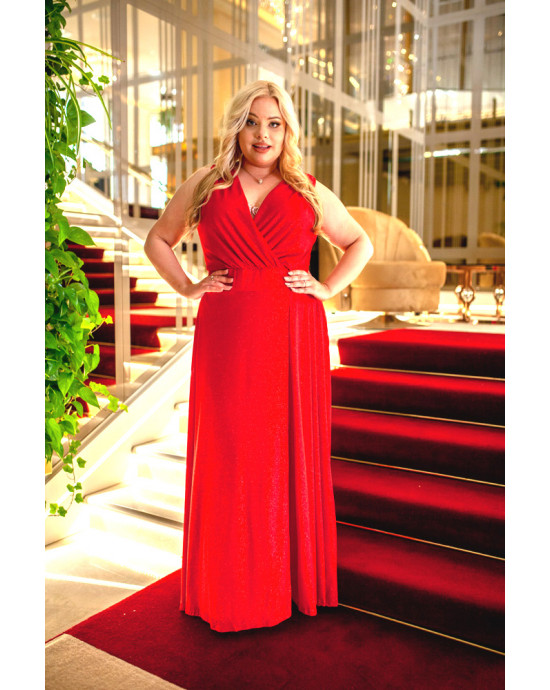 Zachwycająca czerwona suknia Plus Size Q-02 unikat