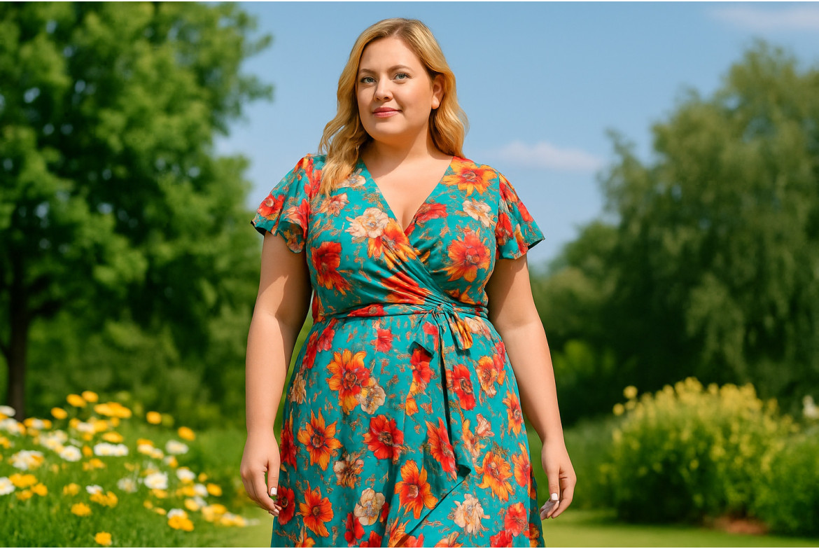 Lato lubi kwiaty! Przegląd ubrań w kwiaty dla kobiet o pełniejszych kształtach z Cavaricci.pl